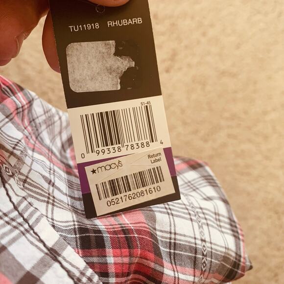 Threads & Heirs Shirt Macy’s Mens XXL Roll-Up Sleeve Button-Up Cotton Plaid NEW - Picture 6 of 8